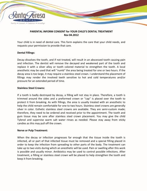 Child Treatment Consent Form