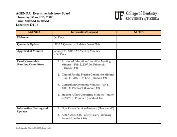 AGENDA: Executive Advisory Board Thursday, March 15, 2007 Time ...