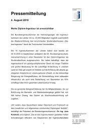 Pressemitteilung 4. August 2010 - Bundesingenieurkammer