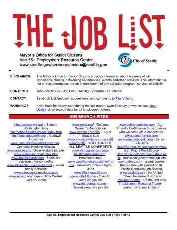 JOB SEARCH SITES - Aging and Disability Services