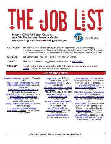 JOB SEARCH SITES - Aging and Disability Services