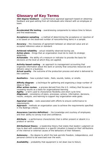 Glossary of Key Terms - Management Systems Laboratory