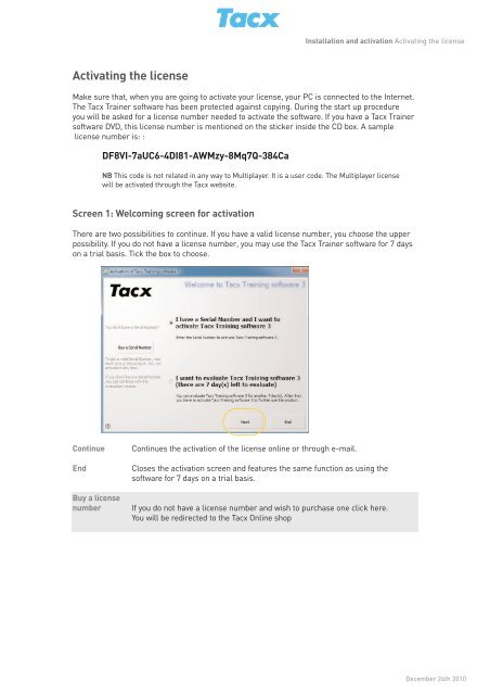 Activating the license - Tacx