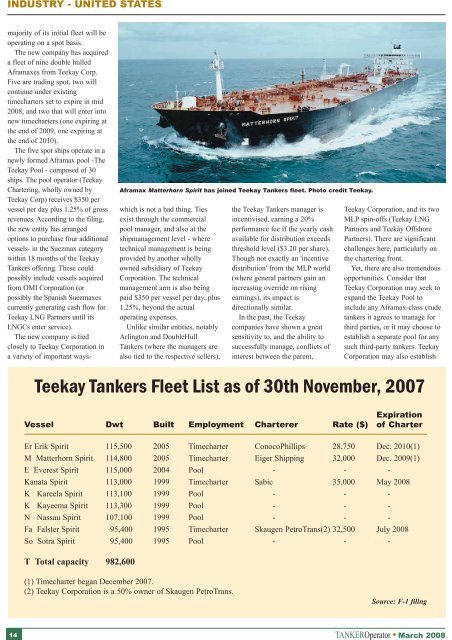 Features: Features: - Tanker Operator