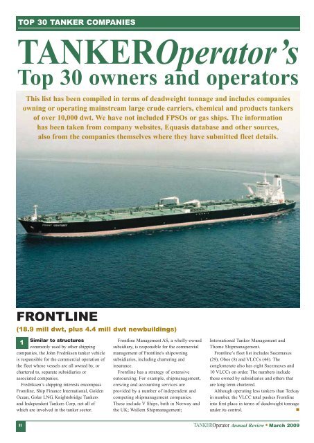 TA KEROperator's Top 30 owners and operators - Tanker Operator