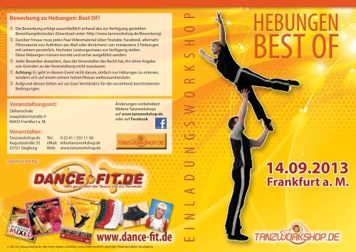 Flyer Hebungen Best OF! 2013 - Tanzworkshop.de