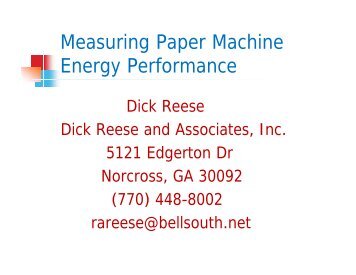 Measuring Paper Machine Energy Performance - tappi
