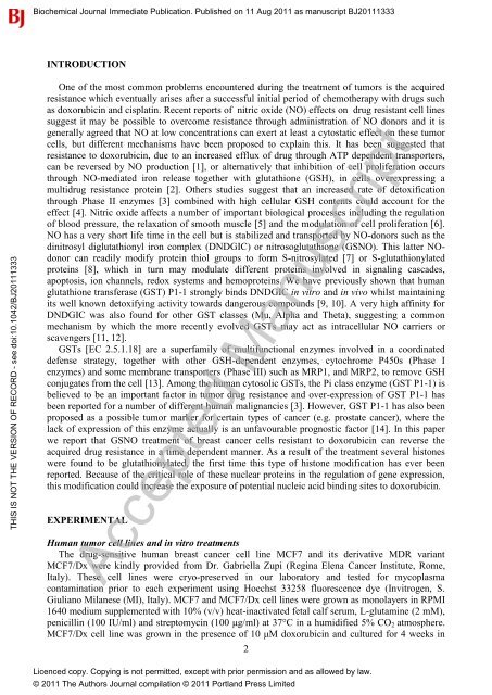 1 TREATMENT OF DOXORUBICIN RESISTANT MCF7/Dx ... - TARA