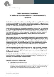 Bericht der Universität Regensburg zur Umsetzung des Bologna ...