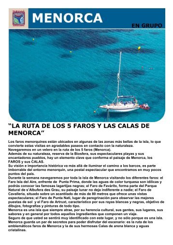 la ruta de los 5 faros y las calas de menorca - Viajes Tarannà