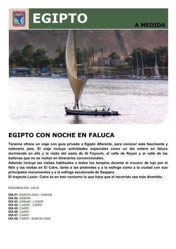 EGIPTO CON NOCHE EN FALUCA - Viajes Tarannà