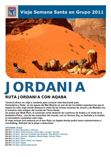 RUTA JORDANIA CON AQABA - Viajes Tarannà