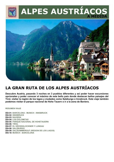 LA GRAN RUTA DE LOS ALPES AUSTRÍACOS - Viajes Tarannà