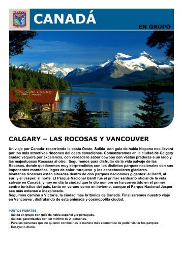 CALGARY – LAS ROCOSAS Y VANCOUVER - Viajes Tarannà