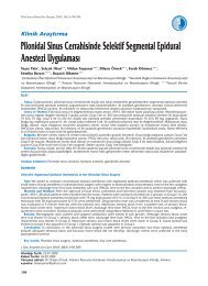 Pilonidal Sinus Cerrahisinde Selektif Segmental Epidural ... - TARD