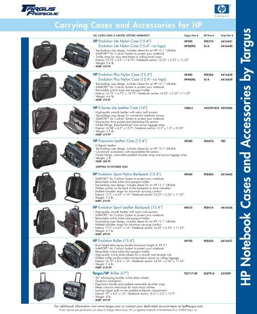 targus hp evolution nylon backpack