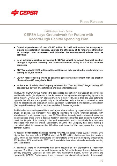 Press Release CEPSA Lays Groundwork for Future with Record ...