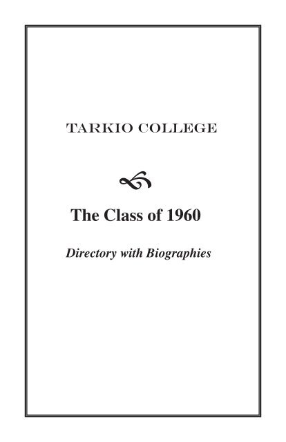 Bios - Tarkio College Alumni Association