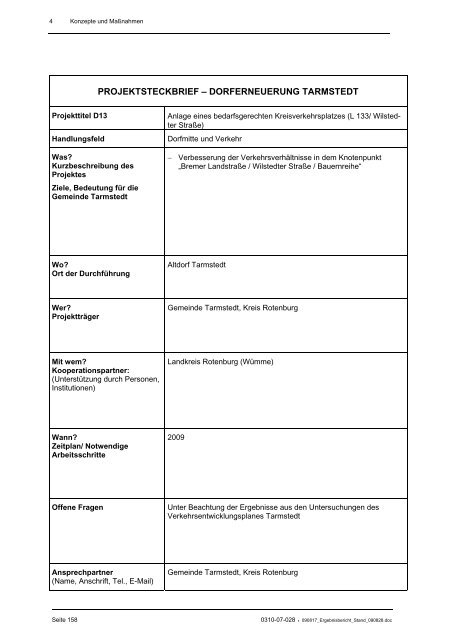 Ergebnisbericht 2009 - Samtgemeinde Tarmstedt