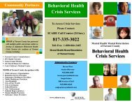 Behavioral Health Crisis Services 817-335-3022 ... - Tarrant County