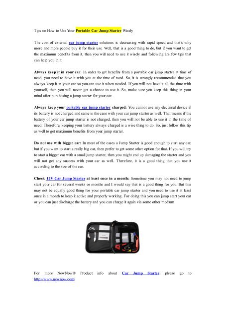 Tips on How to Use Your Portable Car Jump Starter Wisely.pdf