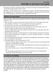 TASCAM CC-222 Quick Start guide