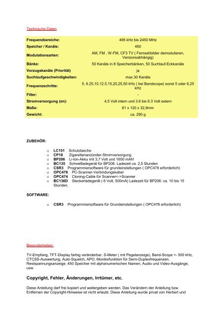 Deutsche Anleitung ICOM IC-R3