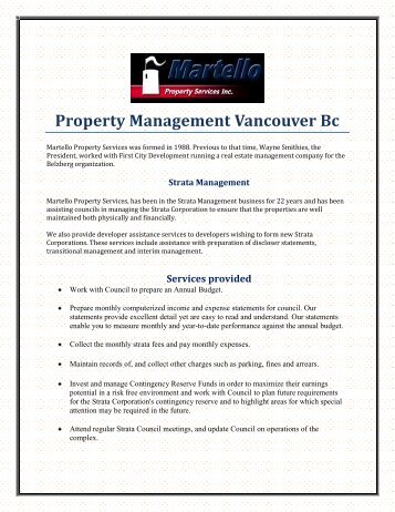 Property Management Vancouver Bc
