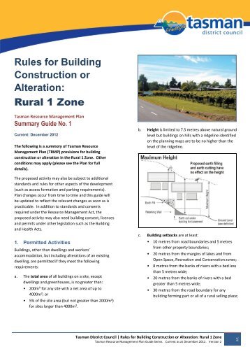 Rural 1 Zone - Tasman District Council