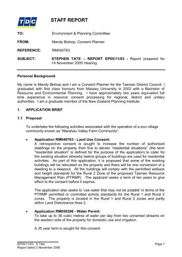 Report REP05-11-03 Tate - Tasman District Council
