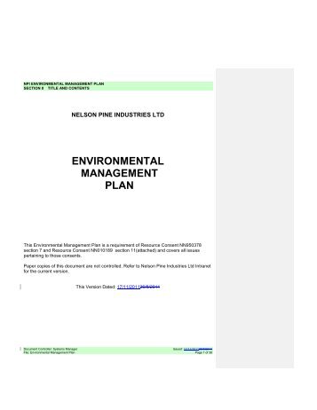 NPIL Environmental Management Plan - Tasman District Council