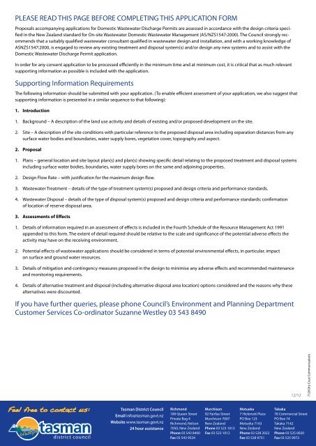 Application For Resource Consent To Discharge Domestic ...