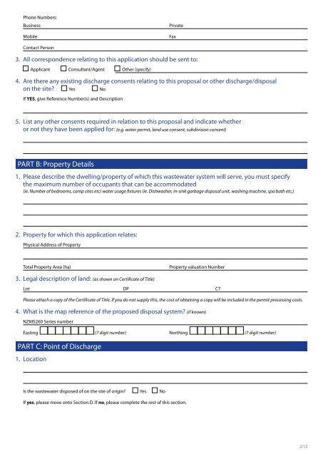 Application For Resource Consent To Discharge Domestic ...