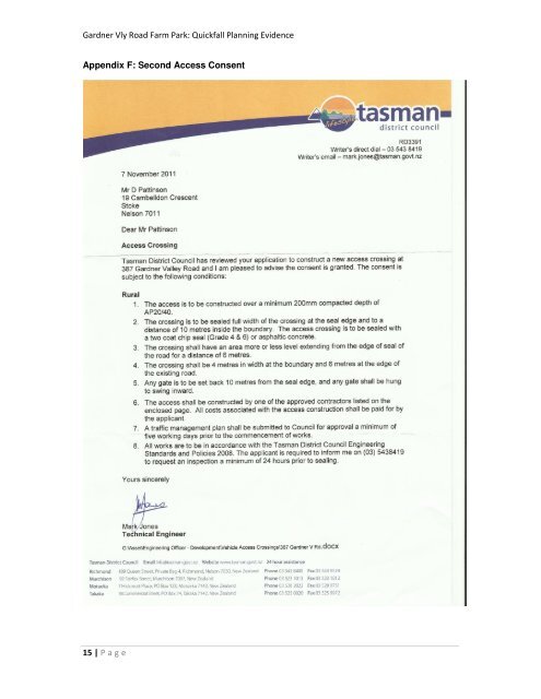 Applicant Evidence - Tony Quickfall - Planning - Tasman District ...