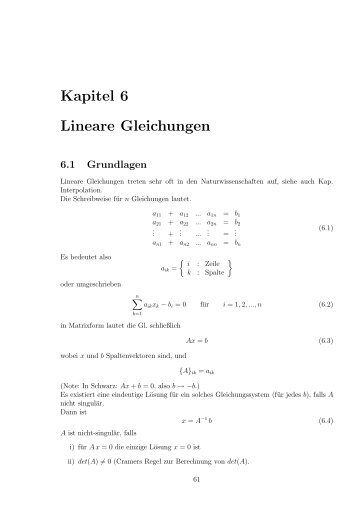 Kapitel 6 Lineare Gleichungen