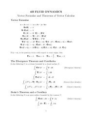 4H FLUID DYNAMICS Vector Formulae and Theorems of Vector ...