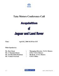 Tata Motors - JLR Conference Call