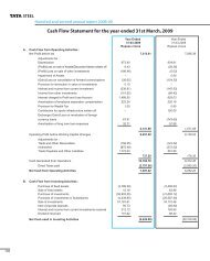 Cash Flow Statement for the year ended 31st March, 2009 - Tata Steel