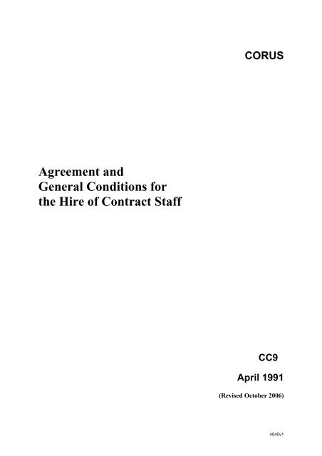 Agreement and General Conditions for the Hire of ... - Tata Steel