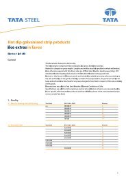 Hot dip galvanised strip products Price extras in Euros - Tata Steel