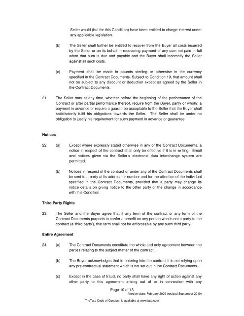 UK standard conditions of sale - Tata Steel