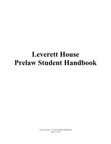 Prelaw Student Handbook - Leverett House - Harvard University
