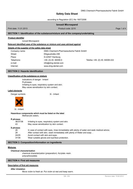 Safety Data Sheet - DMG America