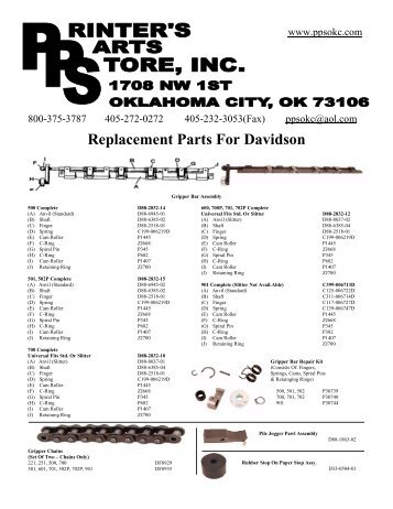 Replacement Parts For Davidson - Ppsokc.com