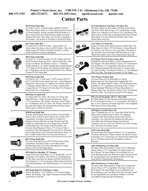 Cutter Parts - Ppsokc.com