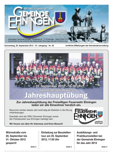 Mitteilungsblatt vom 20.09.2012 - Ehningen