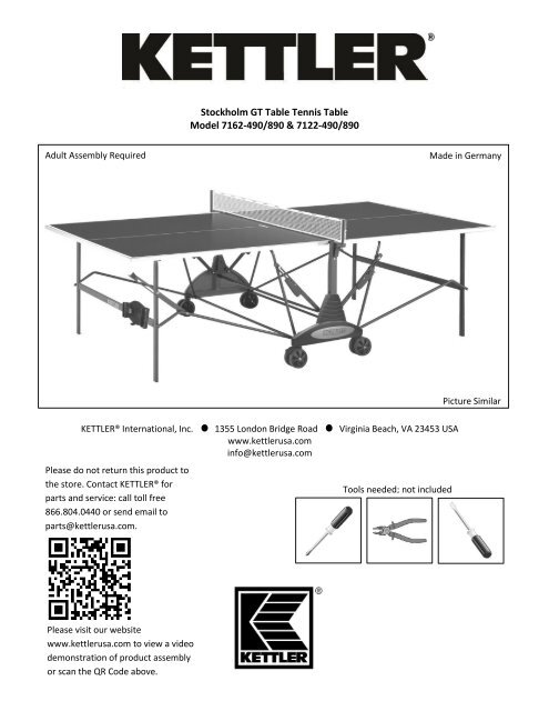 kettler champ 5.0 outdoor parts Eden Table Tennis Table quality outdoor playing experience Assembly Manual - Kettler USA