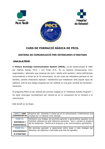 Progrrama Curs PECS - Corporació Sanitària Parc Taulí