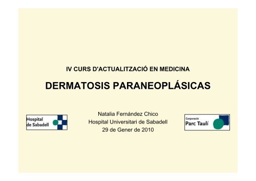 iv curs d'actualització en medicina dermatosis paraneoplásicas