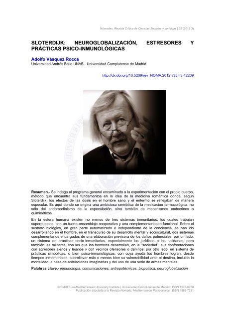 SLOTERDIJK: NEUROGLOBALIZACIÓN, ESTRESORES Y PRÁCTICAS PSICO-INMUNOLÓGICAS -  DR. ADOLFO VÁSQUEZ ROCCA